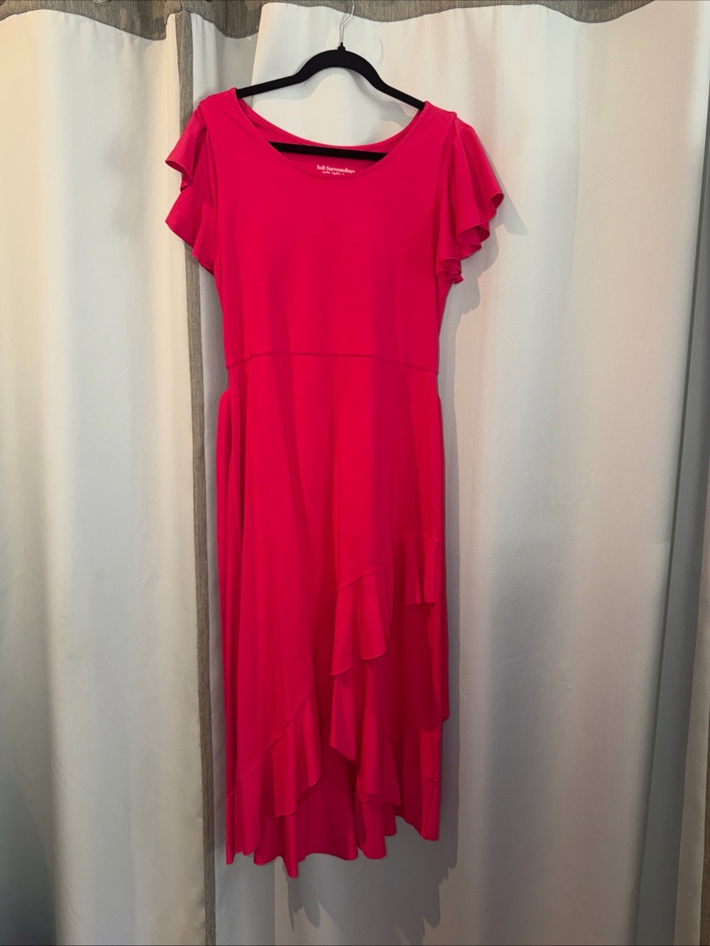 Soft Surroundings Hot Pink Ruffle High-Low Dress